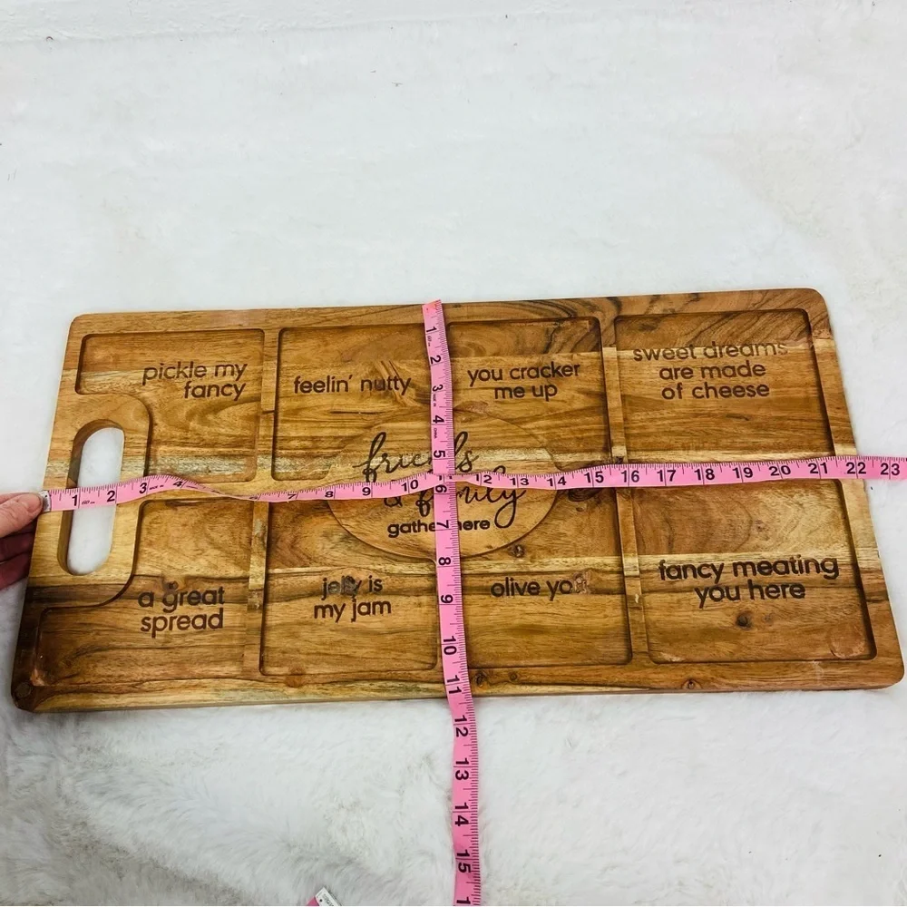 NWOT Kirkland home Engraved Wood cheeky Charcuterie Board Friends & Family